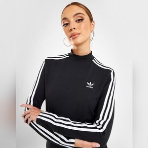 Adidas Women's stripe all black Turtleneck Pullover Sz XS